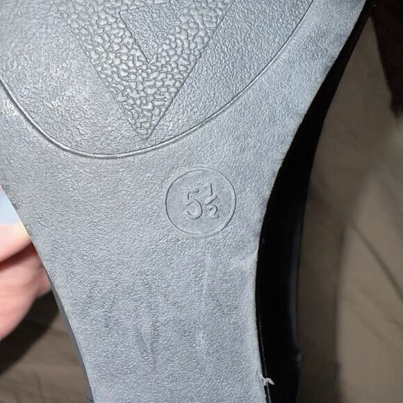 Chic Andiamo Black Suede Cross Strap Platform Wedge Heel Size 5.5 - Picture 5 of 5